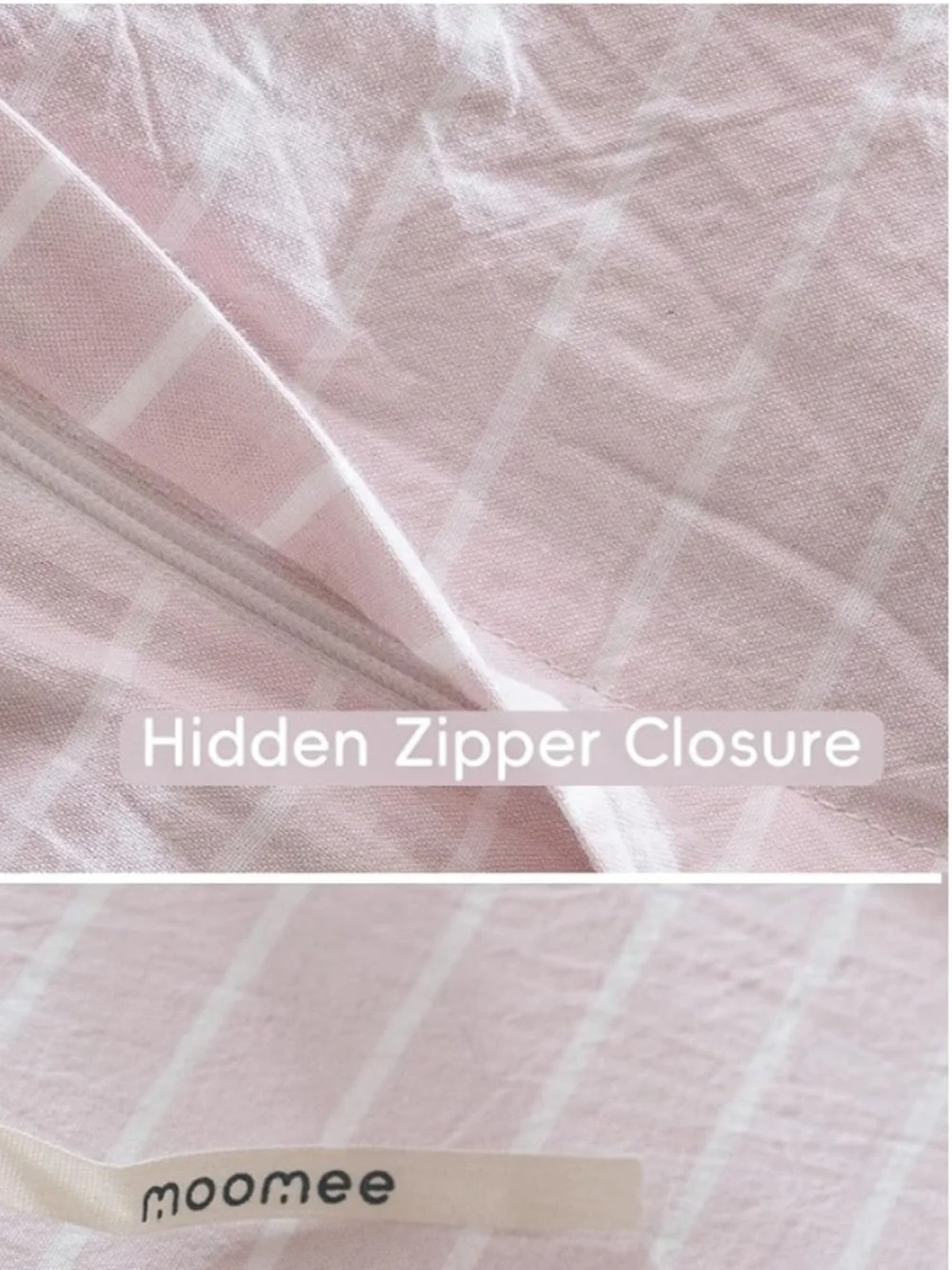 QUEEN Striped Duvet Set 3Pc. 100% Cotton 200 Thread Count GRAYISH PINK & WHITE